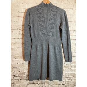 Simply Couture Sweater Dress Womens Medium Gray Cable Knit Mock Neck Stretch